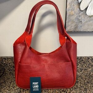 Portland Leather Madison Tote Chili Red NEW